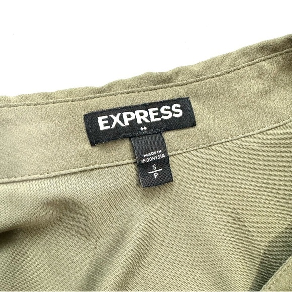 Express Women’s Sz S Shirt Dress Olive Green Knee Length Lined Long Sleeve EUC! - Picture 7 of 12